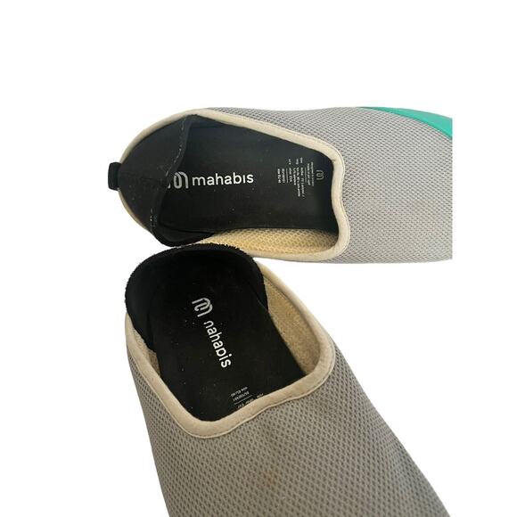 Mahabis Summer Slippers •40/ W 9• M 7• Light gray Mesh Teal Rubber Sole - Picture 5 of 8